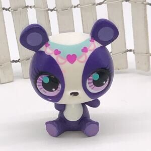 Littlest Pet Shop~#3108~Penny Ling~Panda~Purple White~Pink Dot Eyes~Red Hearts